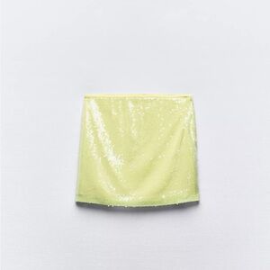Zara Yellow Sequin Mini Skirt